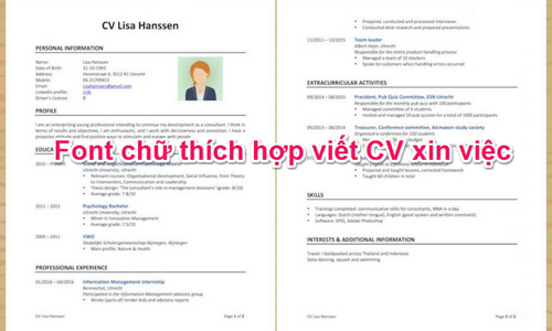 Những lưu ý cho sinh viên khi chọn Font chữ CV