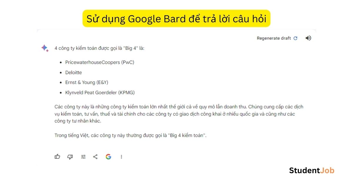 Sử dụng Google Bard để trả lời câu hỏi