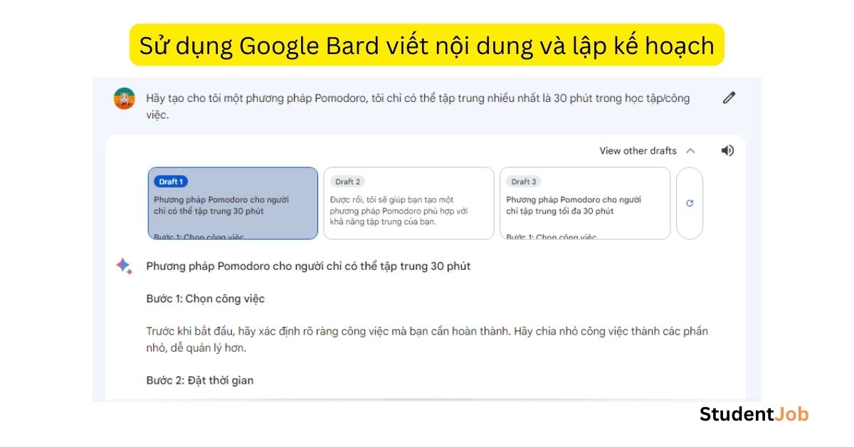 Sử dụng Google Bard để viết nội dung và lập kế hoạch