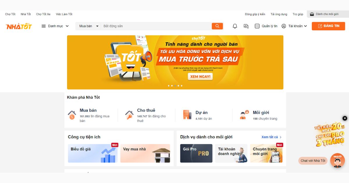 Trang web tìm phòng trọ uy tín Nhatot.com