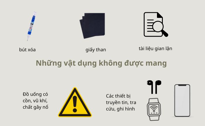 Thi THPT 2023 những vật dụng bị cấm