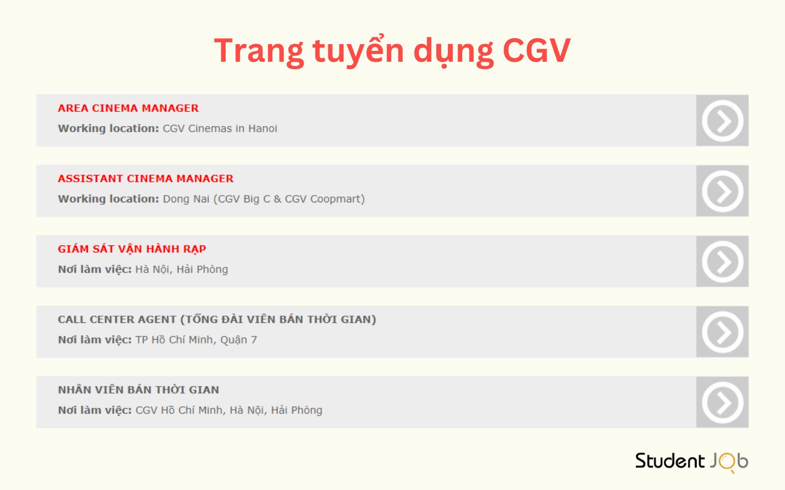 Nộp đơn tuyển dụng CGV tại website chính thức của CGV