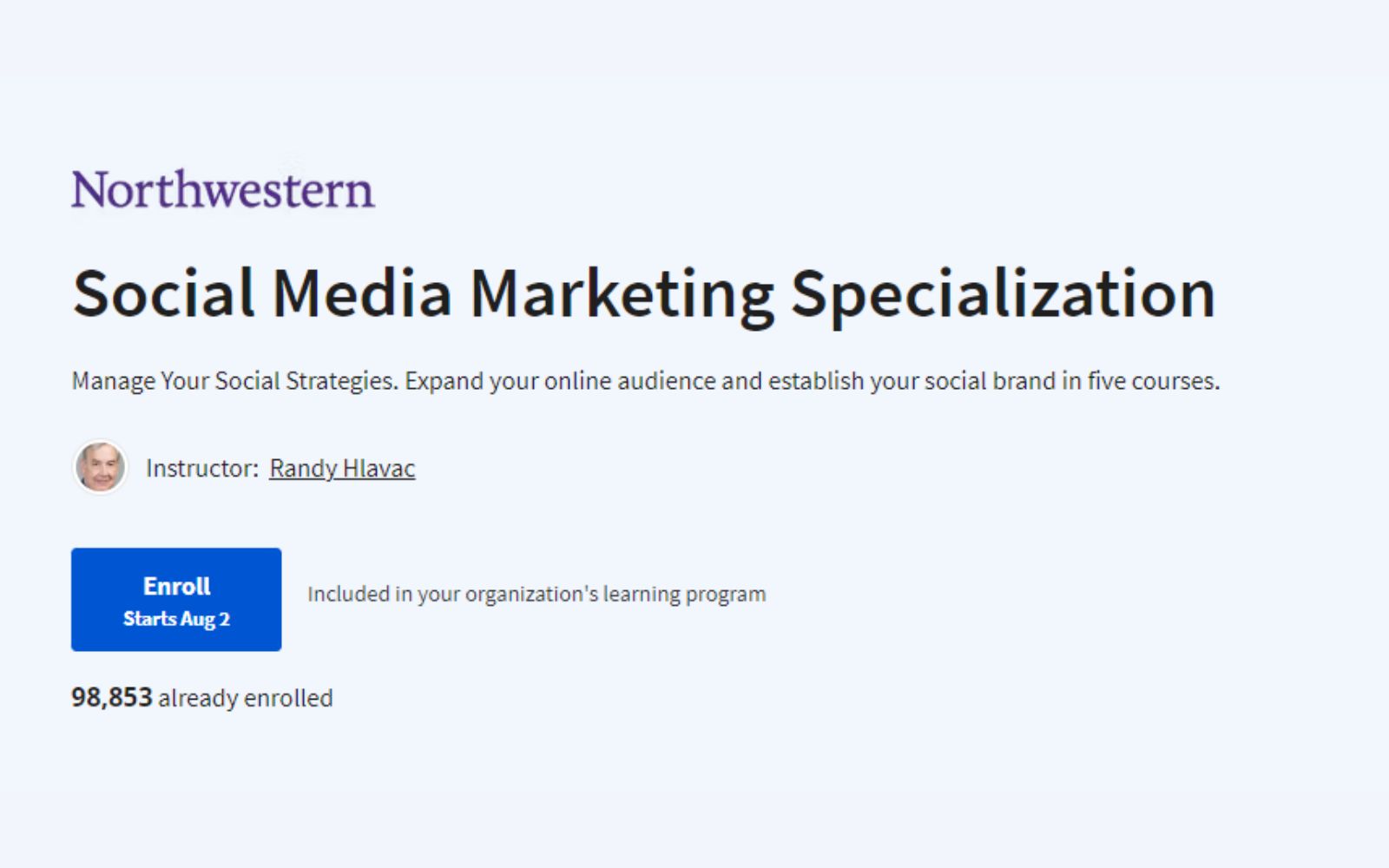 Social Media Marketing Specialization by Coursera